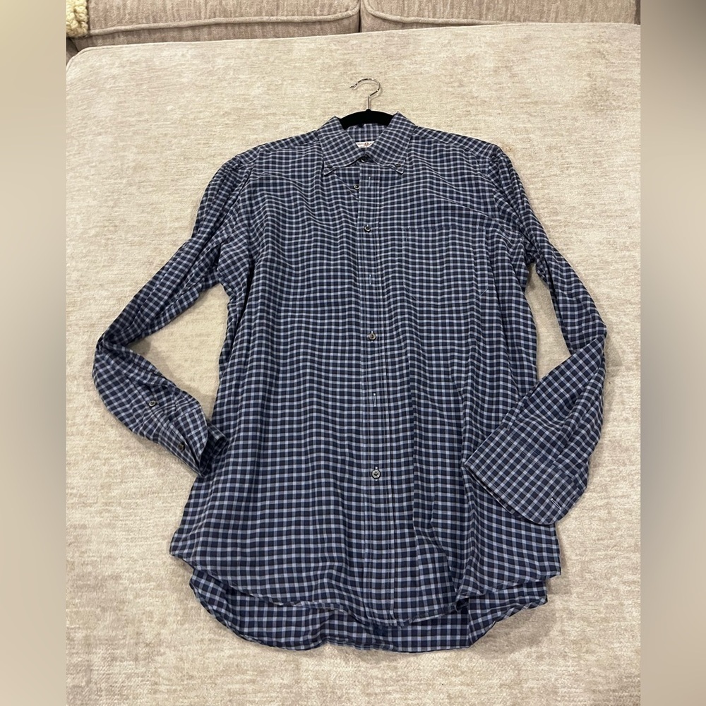 Luciano Barbera Blue Checkered Dress Shirt